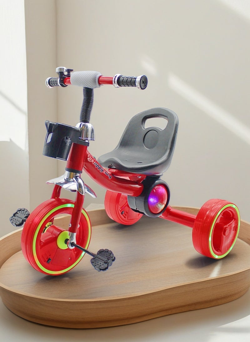إيزي فيتشور لعبة دراجة ثلاثية العجلات للأطفال من إيزي فيوتشر مزودة بإضاءة LED وموسيقى وسلة تخزين (أحمر/أزرق/وردي) - Image 1