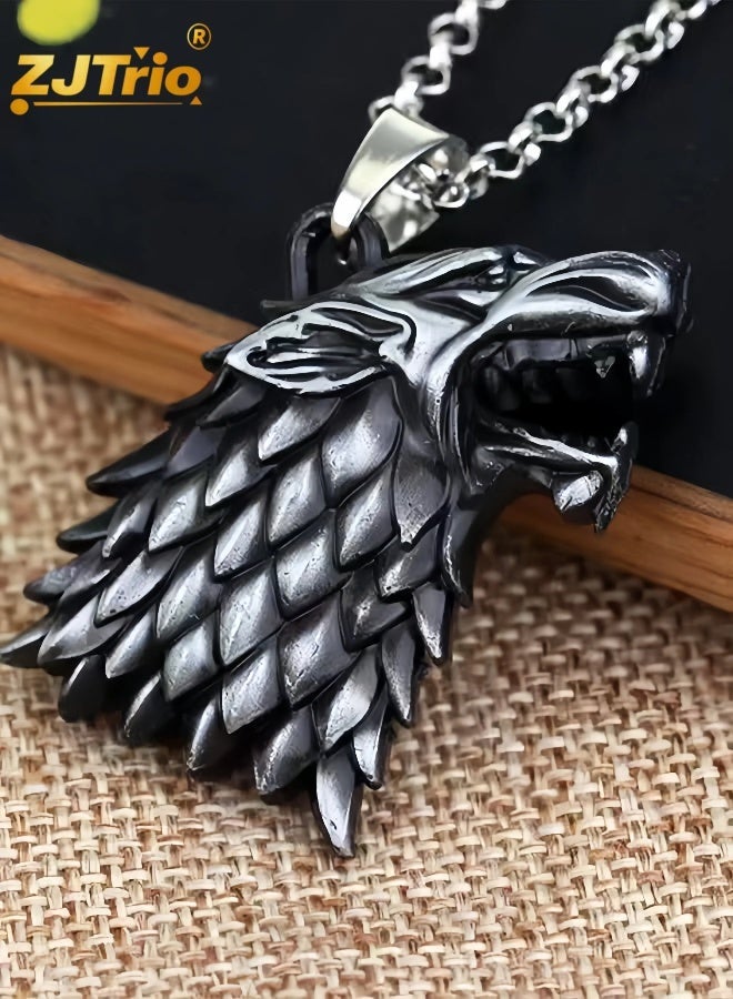 ZJTrio Game Of Thrones For Stark House Silver Alloy Wolf Head Pendant Necklace - Image 4