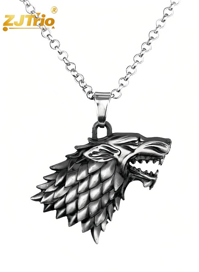 ZJTrio Game Of Thrones For Stark House Silver Alloy Wolf Head Pendant Necklace - Image 2