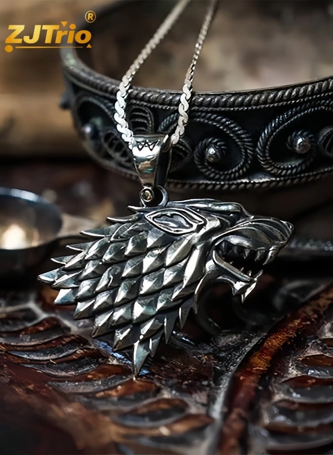 ZJTrio Game Of Thrones For Stark House Silver Alloy Wolf Head Pendant Necklace - Image 5