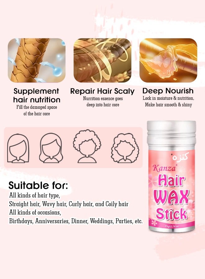 Kanza Hair Wax Stick 75g for Better Hair Texture & Luster Hair Styling Wax Small Broken Hair Finishing Cream Edge Control Slick Stick Hair Pomade Stick for Men and Women - Image 5