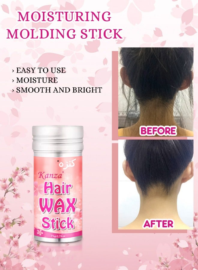 Kanza Hair Wax Stick 75g for Better Hair Texture & Luster Hair Styling Wax Small Broken Hair Finishing Cream Edge Control Slick Stick Hair Pomade Stick for Men and Women - Image 3