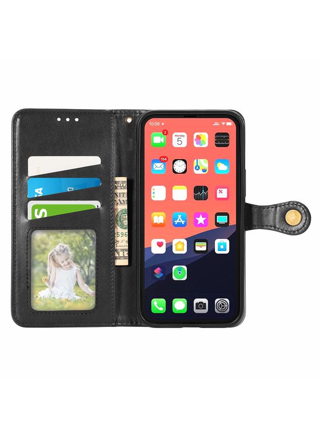 Zaboon Case For iPhone 13 Pro Max Solid Color Leather Buckle Phone Case with Lanyard & Photo Frame & Card Slot & Wallet & Stand Function - Image 3