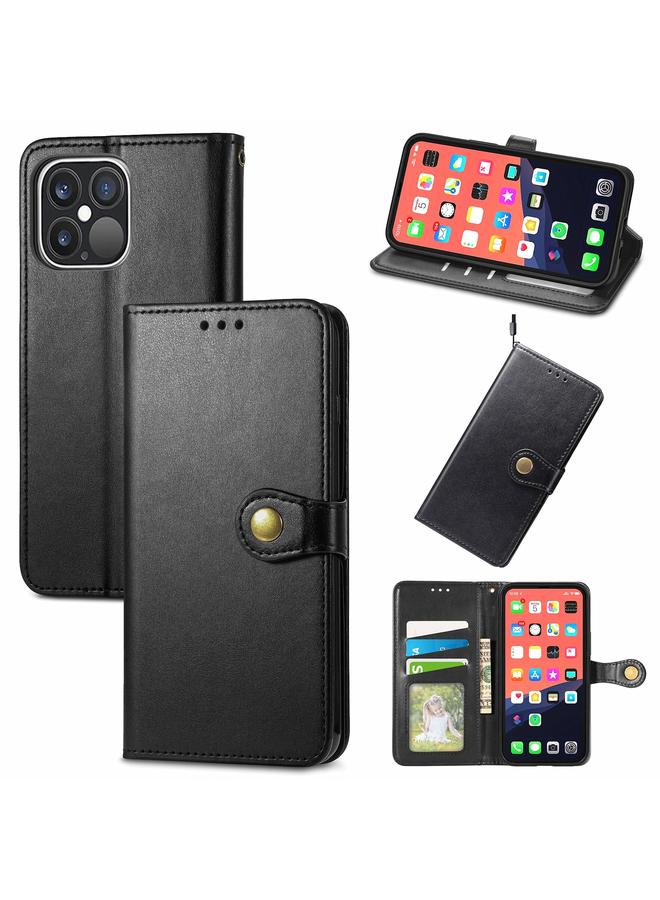 Zaboon Case For iPhone 13 Pro Max Solid Color Leather Buckle Phone Case with Lanyard & Photo Frame & Card Slot & Wallet & Stand Function - Image 1