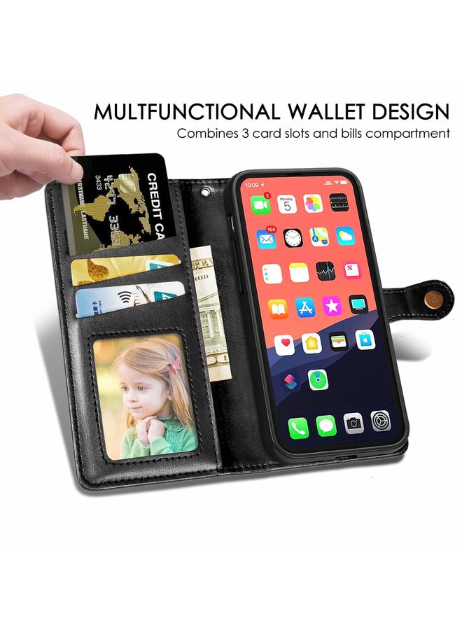 Zaboon Case For iPhone 13 Pro Max Solid Color Leather Buckle Phone Case with Lanyard & Photo Frame & Card Slot & Wallet & Stand Function - Image 5