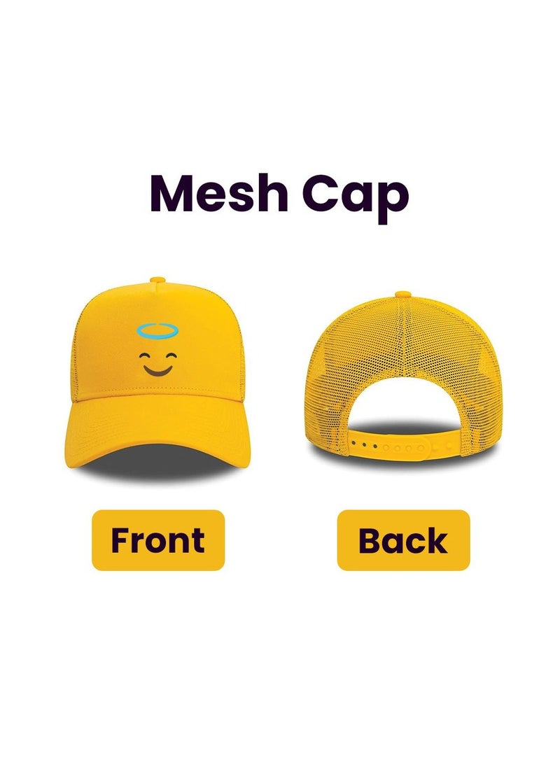 PRINTSHOP4ME - Kids Yellow Smiley Face Pack Of 2 T-Shirt And Cap Combo–Unisex Round Neck Short Sleeve Cotton T-Shirt - Image 1
