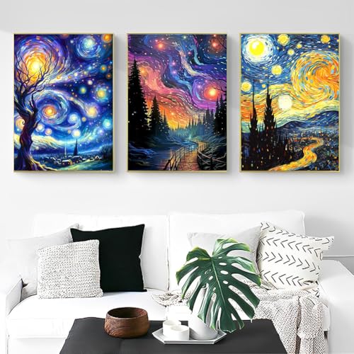 OFRKE Diamond Painting Kits for Adults,3 Pack Abstract Landscape Diamond Art for Beginners, Diamond Round 5D Full Drill Paint with Diamonds Pictures Gem Art Painting Kits DIY Crafts Kits 12x16inch - Image 4