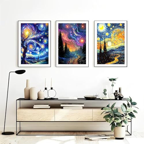 OFRKE Diamond Painting Kits for Adults,3 Pack Abstract Landscape Diamond Art for Beginners, Diamond Round 5D Full Drill Paint with Diamonds Pictures Gem Art Painting Kits DIY Crafts Kits 12x16inch - Image 5