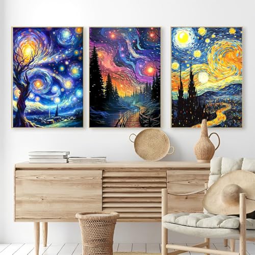 OFRKE Diamond Painting Kits for Adults,3 Pack Abstract Landscape Diamond Art for Beginners, Diamond Round 5D Full Drill Paint with Diamonds Pictures Gem Art Painting Kits DIY Crafts Kits 12x16inch - Image 2