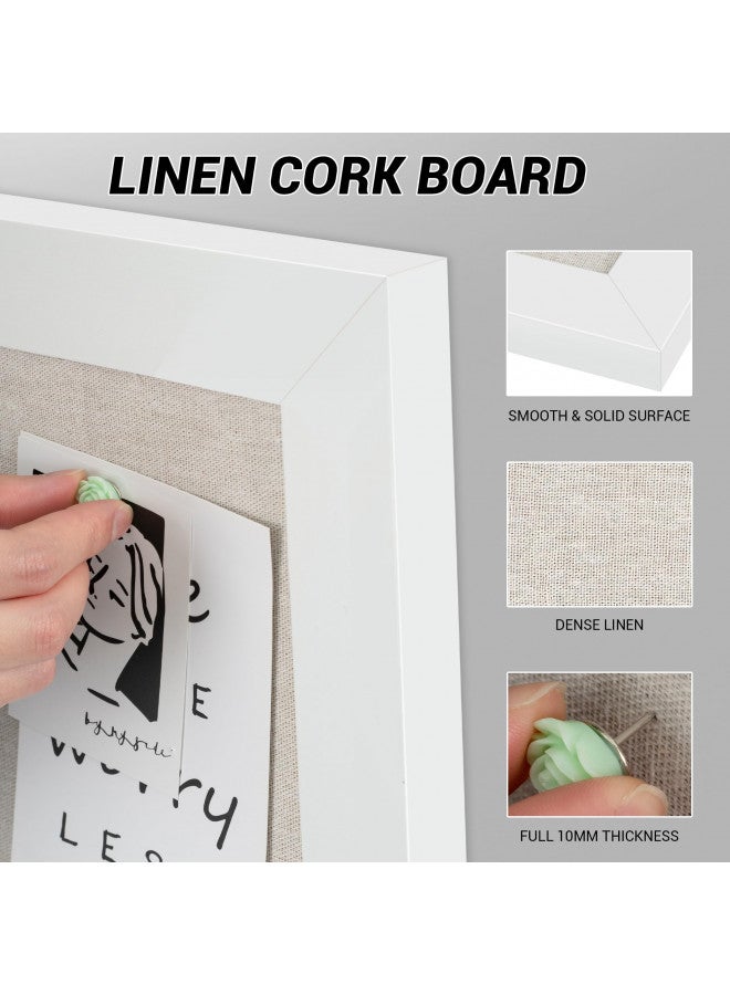 Board2by White Cork Board Bulletin Board with Linen, Wood Framed 24" x 18" Corkboard, Office Board for Wall Decor, Wall Mounted Pin Board Picture Board with 20 Pushpins for School, Home & Office - Image 5