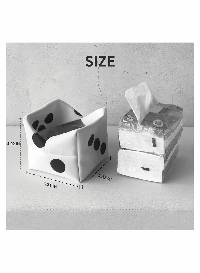 غطاء صندوق مناديل على شكل نرد مربع من القماش، حقيبة تخزين من القماش القابل للغسل مريحة ودائمة للحمام والمكتب والسيارة، حامل مناديل، يمكن استخدامه كلعبة نرد في حفلات الألعاب - Image 5