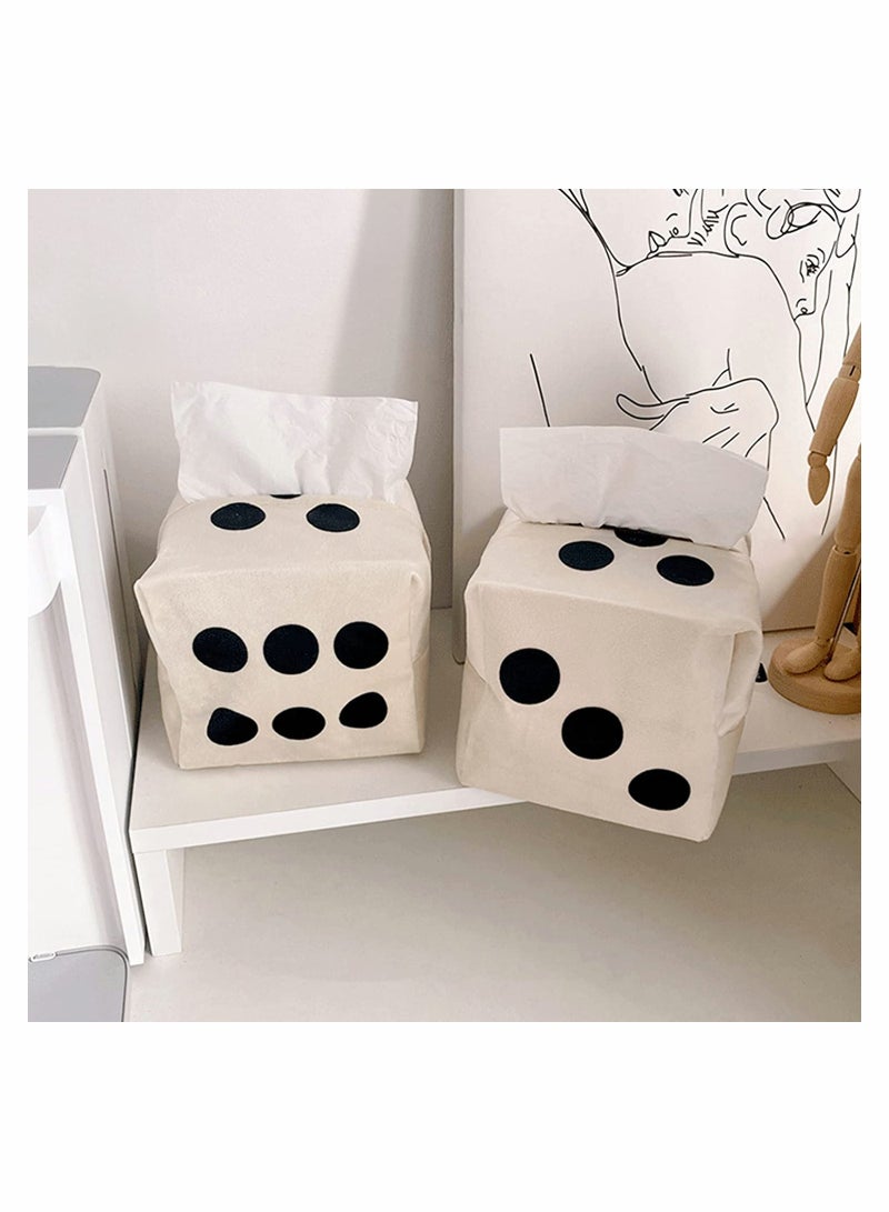 غطاء صندوق مناديل على شكل نرد مربع من القماش، حقيبة تخزين من القماش القابل للغسل مريحة ودائمة للحمام والمكتب والسيارة، حامل مناديل، يمكن استخدامه كلعبة نرد في حفلات الألعاب - Image 4