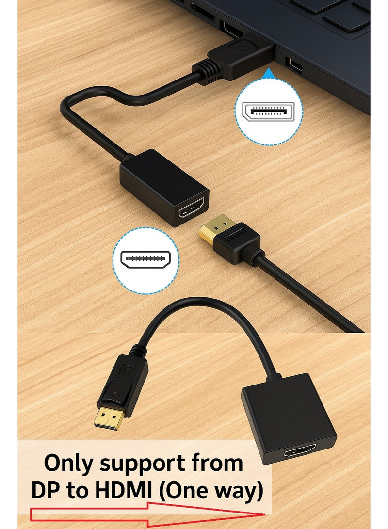 FUJISHKA DisplayPort DP Male to HDMI Female Adapter Converter – 25cm, Black, for Screen, TV, Laptop, PC/DELL  - Image 2