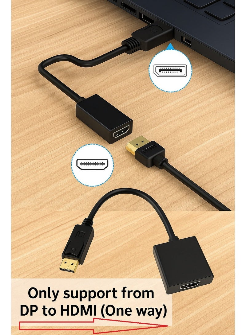 FUJISHKA DisplayPort DP Male to HDMI Female Adapter Converter – 25cm,  for Screen, TV, Laptop, PC/DELL - Image 2