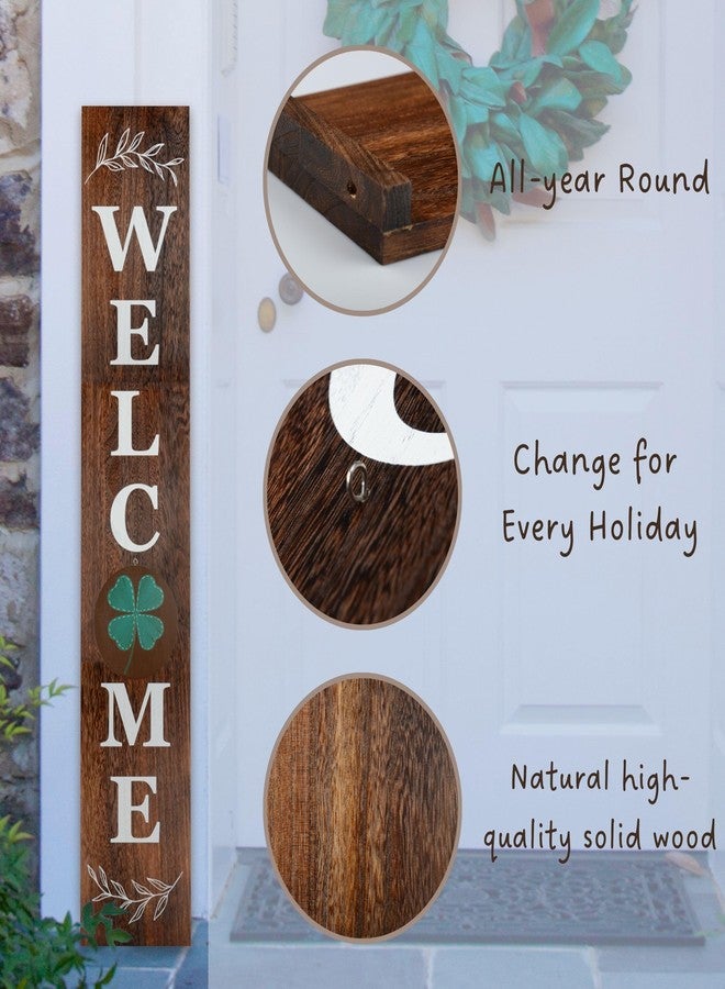 Perfnique Interchangeable Welcome sign for front porch standing, 47 x 7.9 Inch Black Wooden Leaner Sign with 10 Interchangeable Designed Icons, Modern Farmhouse Rustic Seasonal Decor for Spring Easter - Image 5