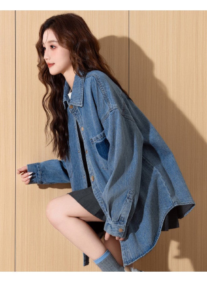 TonLion spring/summer Thin Layering Stretch Denim Jacket Slim-fit Long Sleeve Shirt For Women - Image 1