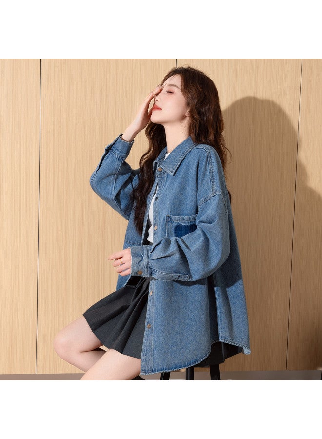 TonLion spring/summer Thin Layering Stretch Denim Jacket Slim-fit Long Sleeve Shirt For Women - Image 3