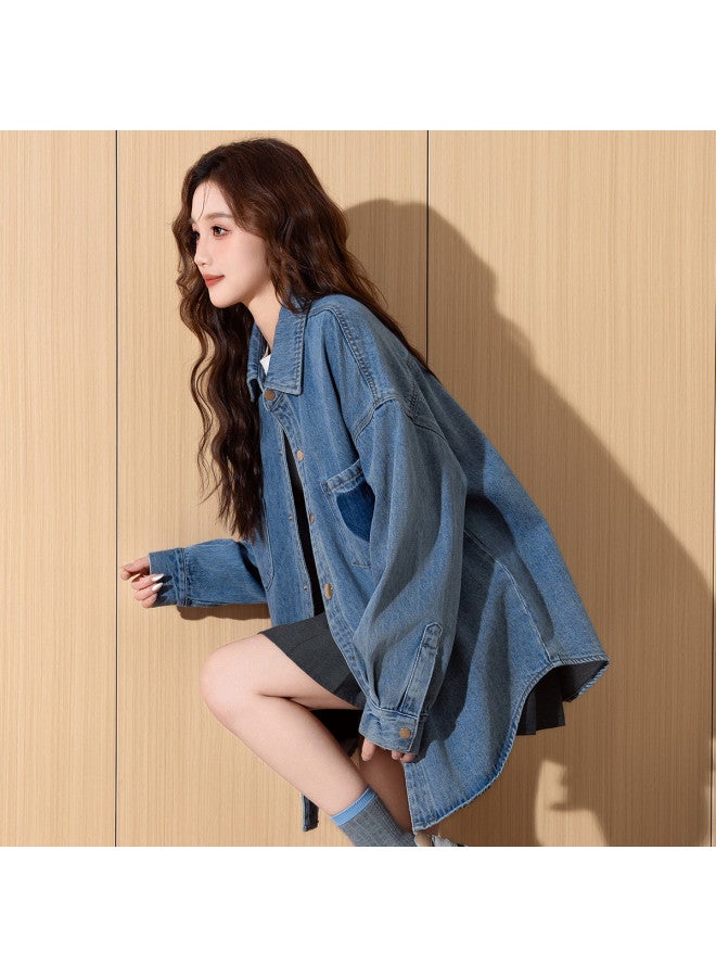 TonLion spring/summer Thin Layering Stretch Denim Jacket Slim-fit Long Sleeve Shirt For Women - Image 2
