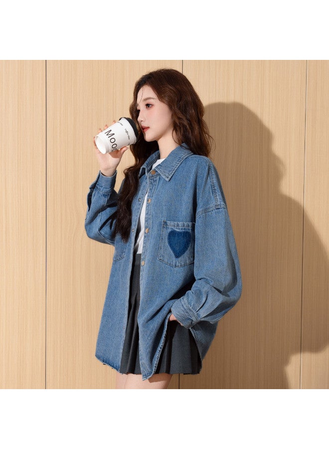 TonLion spring/summer Thin Layering Stretch Denim Jacket Slim-fit Long Sleeve Shirt For Women - Image 5