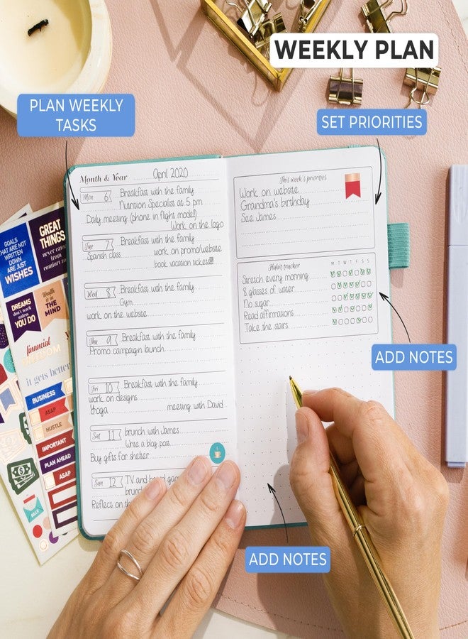 GoGirl Planner and Organizer for Women - Pocket Weekly Planner, Goals Journal & Agenda for Time Management & Productivity. Undated (Turquoise) - Image 3