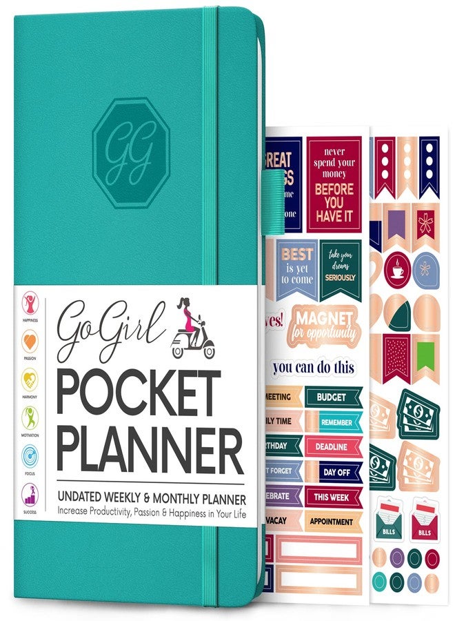GoGirl Planner and Organizer for Women - Pocket Weekly Planner, Goals Journal & Agenda for Time Management & Productivity. Undated (Turquoise) - Image 1