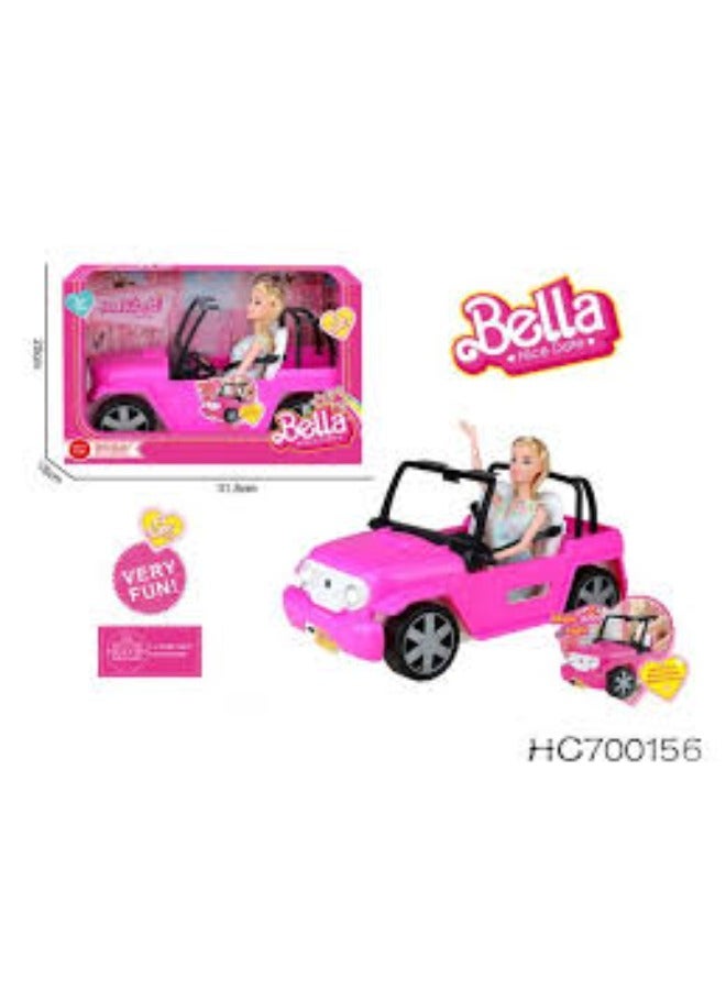Bella Nice Date Glam Convertible - Pink Toy Car with Doll - Image 1