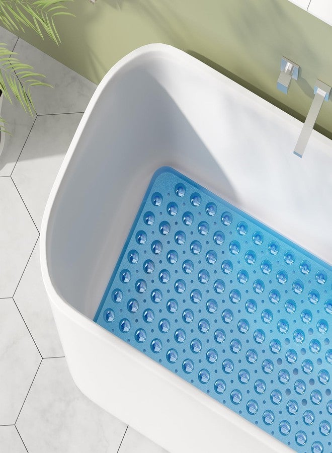 AmazerBath Shower Mat Non Slip 40 x 16 Inches, Bathtub Mat Shower Stall Mats with Suction Cups and Drain Holes, Non Slip Bath Mat for Tub for Elderly & Kids, Clear Blue - Image 3