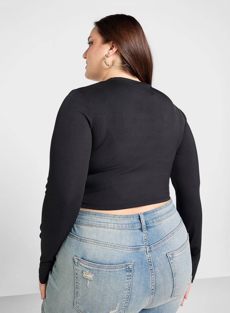 Ginger Plus Crop Top With Ruhced Wrap Detail - Image 2