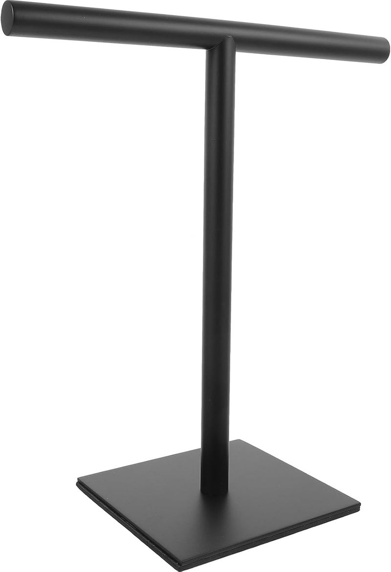 Homoyoyo Stainless Steel Hand Towel Holder Stand T-Shaped Balanced Base Bathroom Countertop Towel Rack Organizer Matte Black for Vanity and Kitchen - Image 1