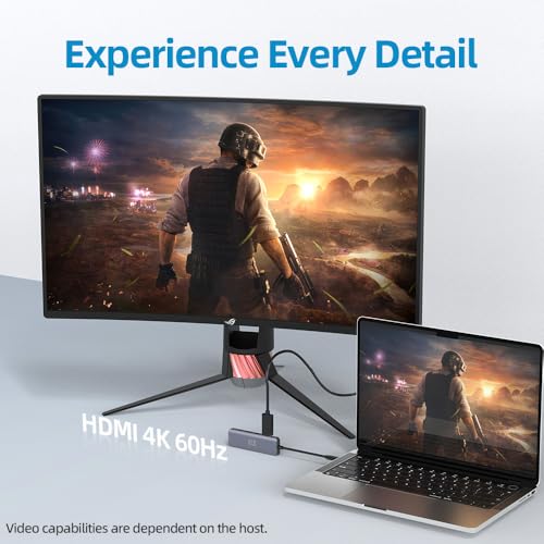 QZ [4K 60Hz, 5 in 1] QZ USB-C Hub with HDMI 4K 60Hz, USB Type-C Dock Laptop Docking Station with Power Delivery 100W, USB 3.0, USB-C 5Gbps for PC, Laptop, Phones and Office Work Stations [Aluminum] - Image 4