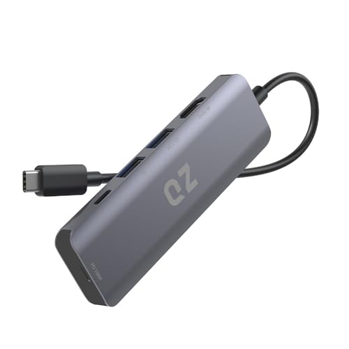 QZ [4K 60Hz, 5 in 1] QZ USB-C Hub with HDMI 4K 60Hz, USB Type-C Dock Laptop Docking Station with Power Delivery 100W, USB 3.0, USB-C 5Gbps for PC, Laptop, Phones and Office Work Stations [Aluminum] - Image 1
