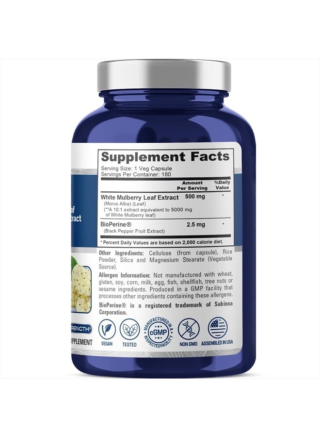 NusaPure White Mulberry Leaf Extract 5,000mg 180 Veggie Caps (Vegetarian, Bioperine) - Image 2