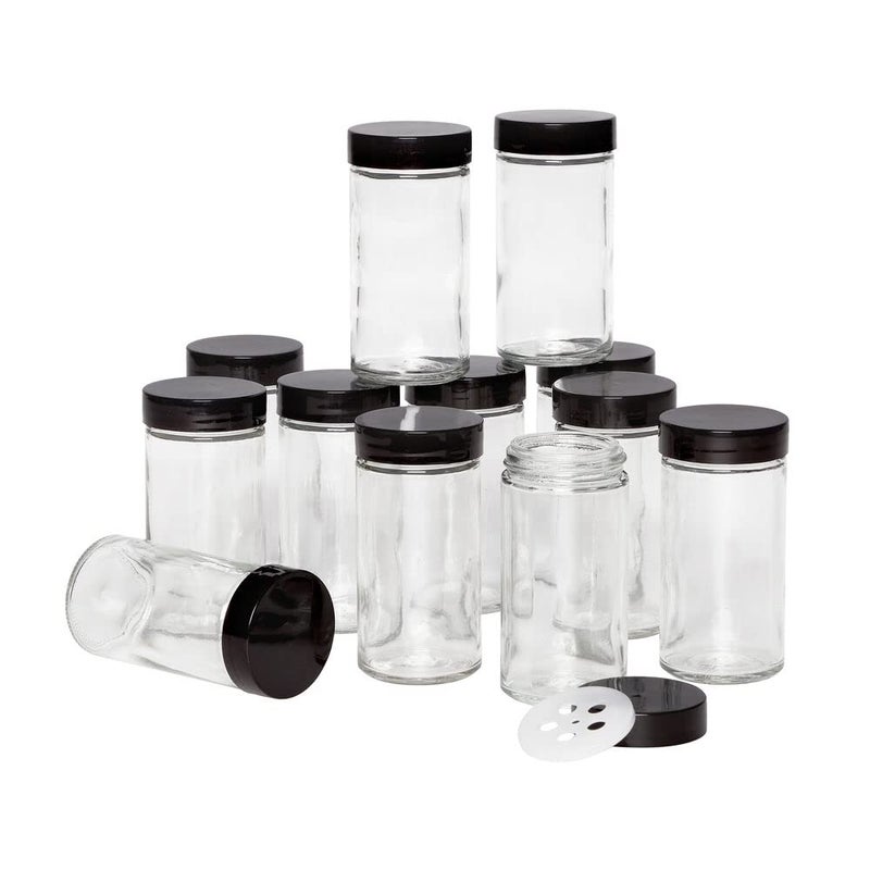 Kamenstein 5244227 Empty Jars With Black Cap  Set Of 12  3-Ounce - Image 1