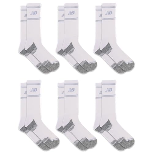 New Balance Unisex Crew Socks 6 Pair Pack, White, X-Large - Image 2