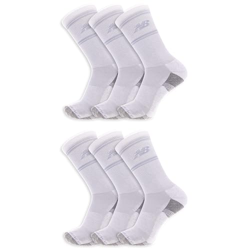 New Balance Unisex Crew Socks 6 Pair Pack, White, X-Large - Image 1