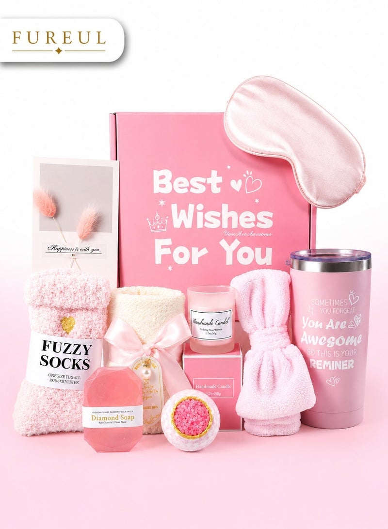 FUREUL Gifts Basket for Women - Mother's Day, Birthday Gifts for Women, Relaxing Spa Gift Basket Set, Unique Gift Ideas for Women, Gifts for Mom Sister Best Friend Wife, Coworker Teacher Nurse Gifts for Women Combined Materials - Image 1