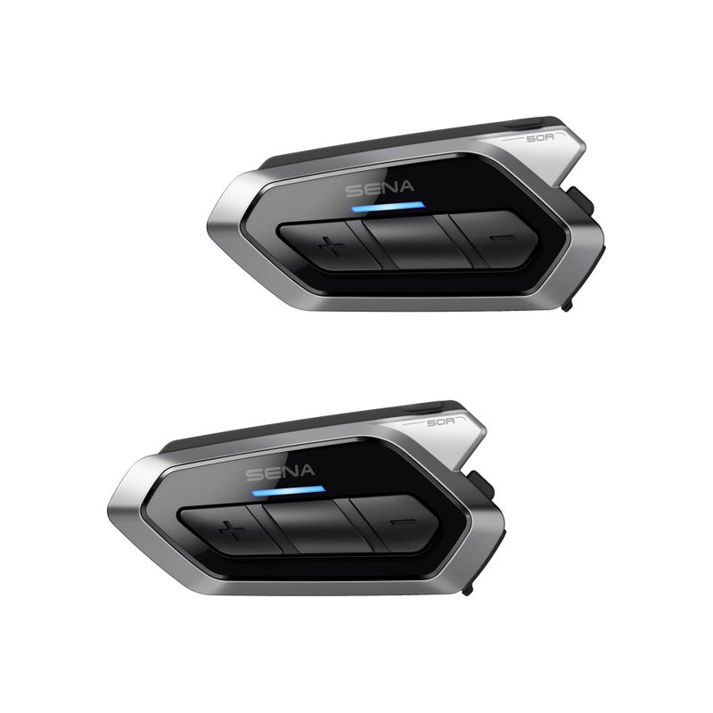 Sena 50R 3Button Motorcycle Bluetooth Headset wSound by Harman Kardon Integrated Mesh Intercom System Premium Microphone Speakers Dual Pack