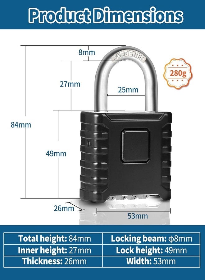 ستور 2508 قفل Store2508 شديد التحمل مصنوع من الفولاذ المقاوم للصدأ وسبائك الزنك، مزود برقم سري مكون من 4 أرقام، أسود - Image 3