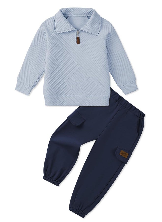 إيشو طقم ملابس شتوية للأولاد الصغار من إيشو، مكون من قطعتين: سويت شيرت بأكمام طويلة وسحاب وبنطال، مقاس 18 شهرًا - 6 سنوات. - Image 1