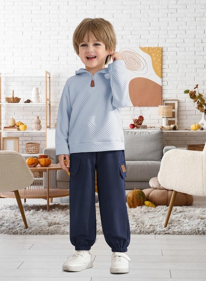 إيشو طقم ملابس شتوية للأولاد الصغار من إيشو، مكون من قطعتين: سويت شيرت بأكمام طويلة وسحاب وبنطال، مقاس 18 شهرًا - 6 سنوات. - Image 4