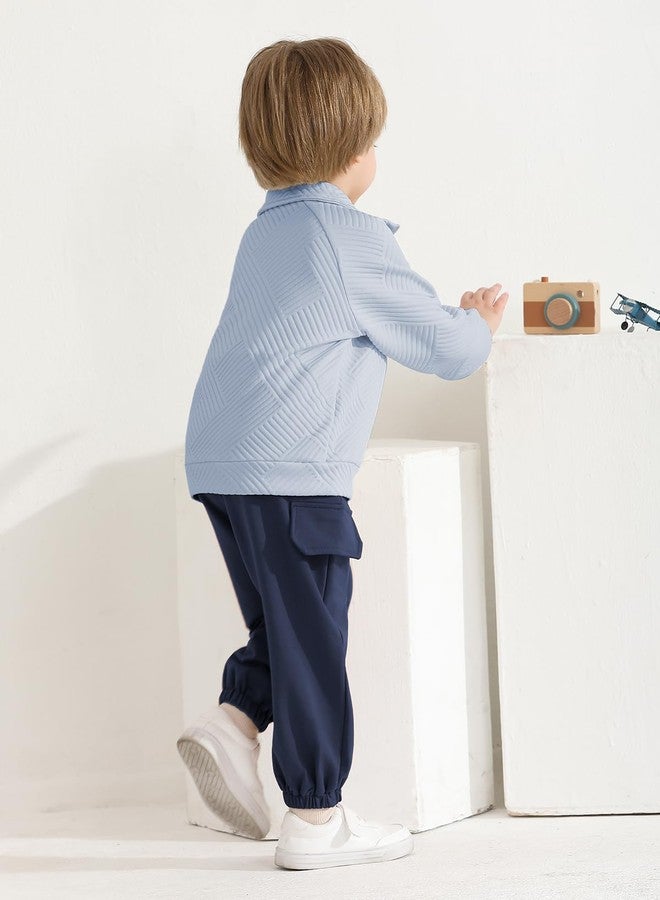 إيشو طقم ملابس شتوية للأولاد الصغار من إيشو، مكون من قطعتين: سويت شيرت بأكمام طويلة وسحاب وبنطال، مقاس 18 شهرًا - 6 سنوات. - Image 5