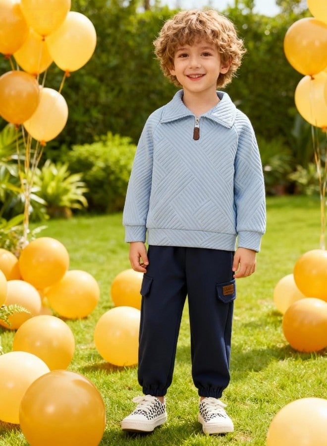 إيشو طقم ملابس شتوية للأولاد الصغار من إيشو، مكون من قطعتين: سويت شيرت بأكمام طويلة وسحاب وبنطال، مقاس 18 شهرًا - 6 سنوات. - Image 2