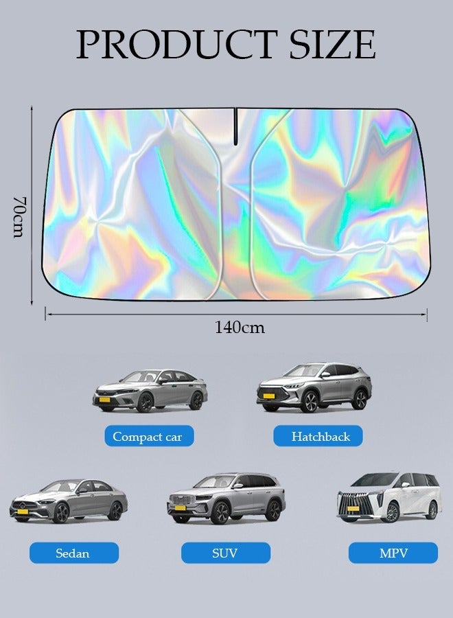 DUNISO Foldable Car Windshield Sun Shade, Front Windshield Sun Shade Blocks UV Rays, Sun Visor Protector, Keeps Vehicle Cooler, Keep Your Vehicle Cool And Damage Free For Most Cars - Image 4