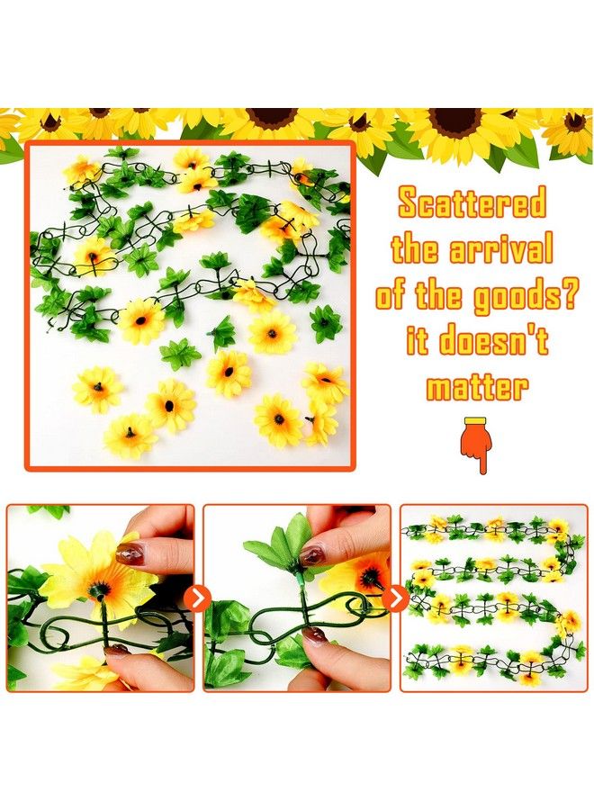 Sumind 33 Pieces Sunflower Party Supplies Sunflower Happy Birthday Banner Big Cake Topper Yellow Sunflower Cupcake Topper Sunflower Garland Tissue Paper Fans Paper Pom Poms Colorful Balloon For Party - Image 4