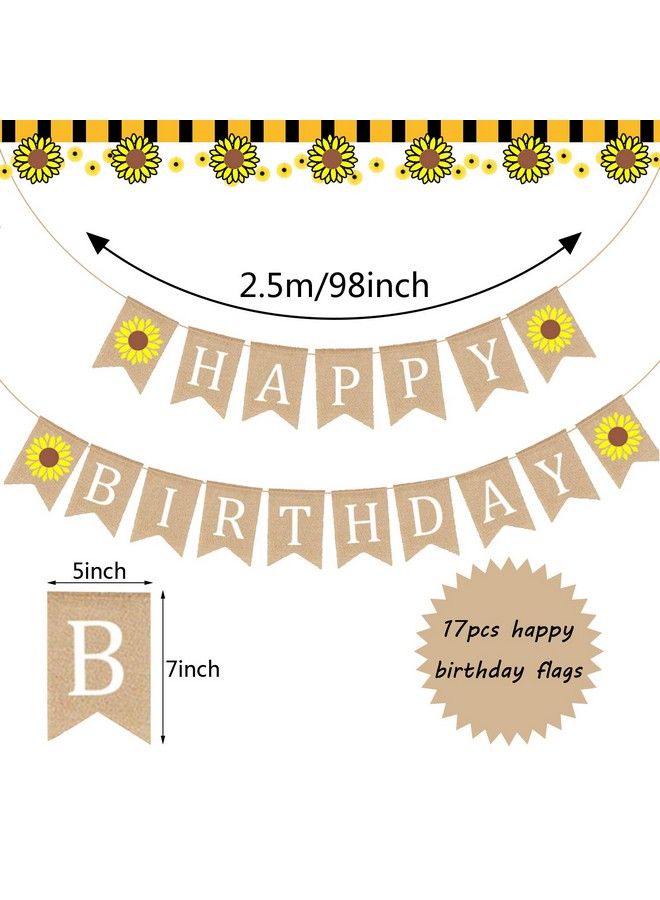 Sumind 33 Pieces Sunflower Party Supplies Sunflower Happy Birthday Banner Big Cake Topper Yellow Sunflower Cupcake Topper Sunflower Garland Tissue Paper Fans Paper Pom Poms Colorful Balloon For Party - Image 3