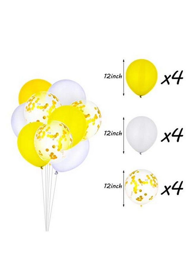 Sumind 33 Pieces Sunflower Party Supplies Sunflower Happy Birthday Banner Big Cake Topper Yellow Sunflower Cupcake Topper Sunflower Garland Tissue Paper Fans Paper Pom Poms Colorful Balloon For Party - Image 5