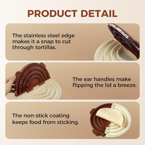 Jorivel 4in1 Tortilla Sealer wStainless Steel Edge for 46810 Inch Flour Tortillas Tacos Quesadillas Burritos Tortilla Press wNonStick Surface BPAFree Dishwasher Safe FussFree - Image 3