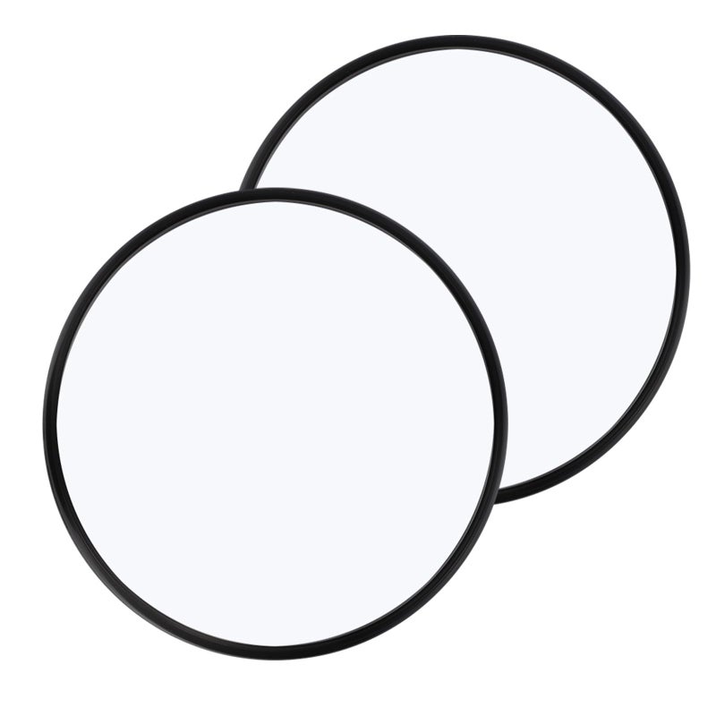 2Pcs Round Convex Wide Angle Blind Spot Mirrors with Black Plastic Frame for Enhanced Driving Safety - Image 2