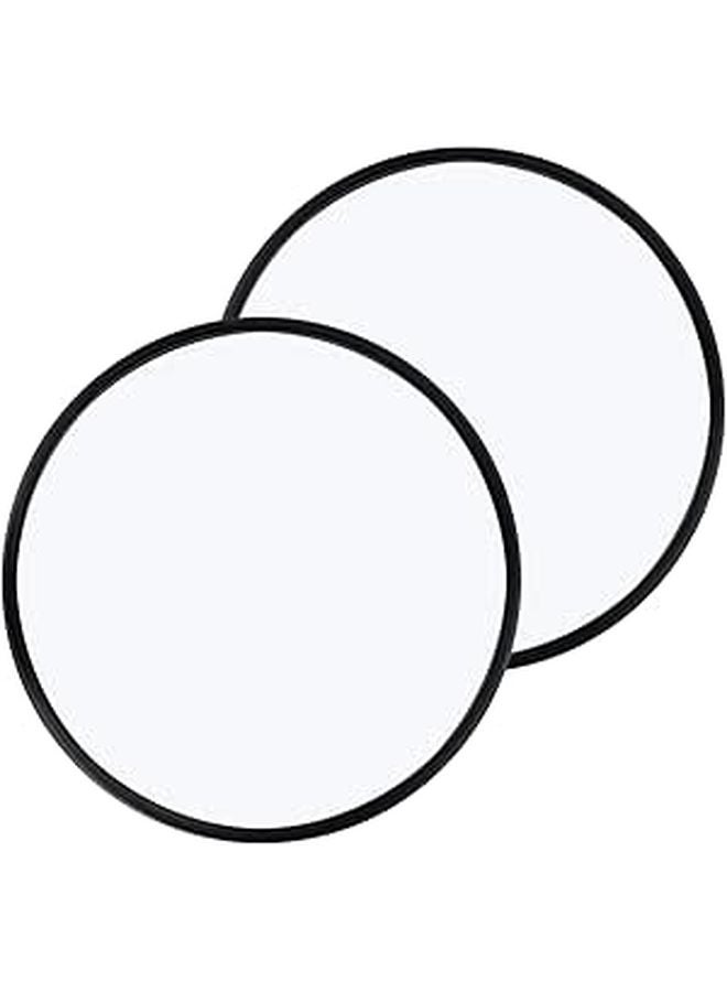 2Pcs Round Convex Wide Angle Blind Spot Mirrors with Black Plastic Frame for Enhanced Driving Safety - Image 1