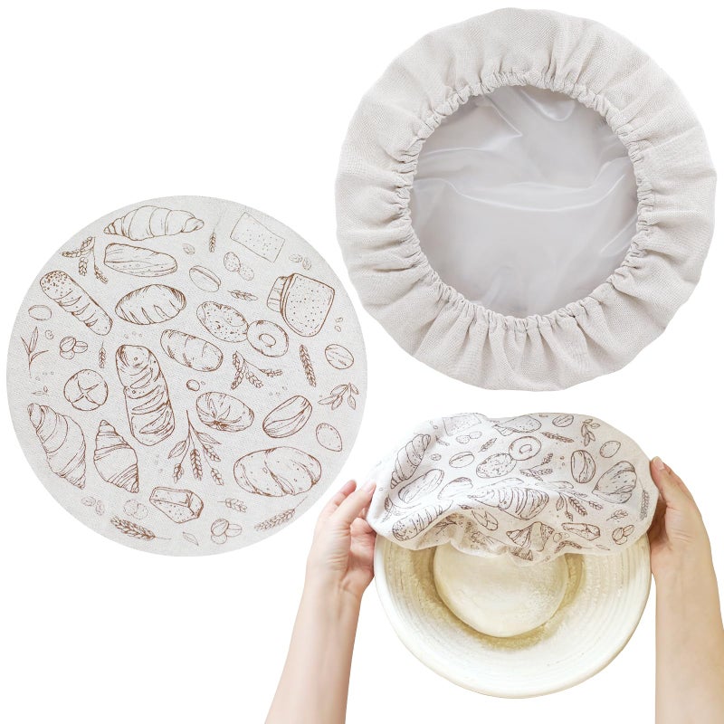 Verigud 2 Pack 10'' Bowl Covers for Bread Proofing with Plastic Liner, Reusable Cloth Bread Bowl Cover for Sourdough Rising - Image 1